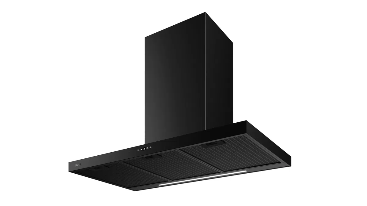 TEKA Campana Extractora de Pared 90 cm, 4 Velocidades, Temporizador, Motor Doble Turbina EcoPower, Revestimiento Negro, DSH 986 BK