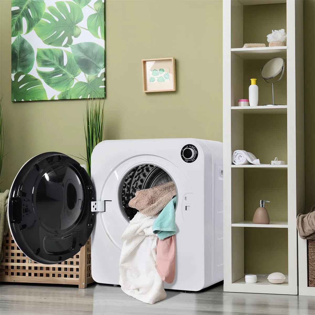 Sweiko Secadora de 3 kg, secadora de aire de 830 W, secador de acero inoxidable, filtro triple, 5 programas, protección contra sobrecalentamiento, se puede montar en la pared, para pequeños