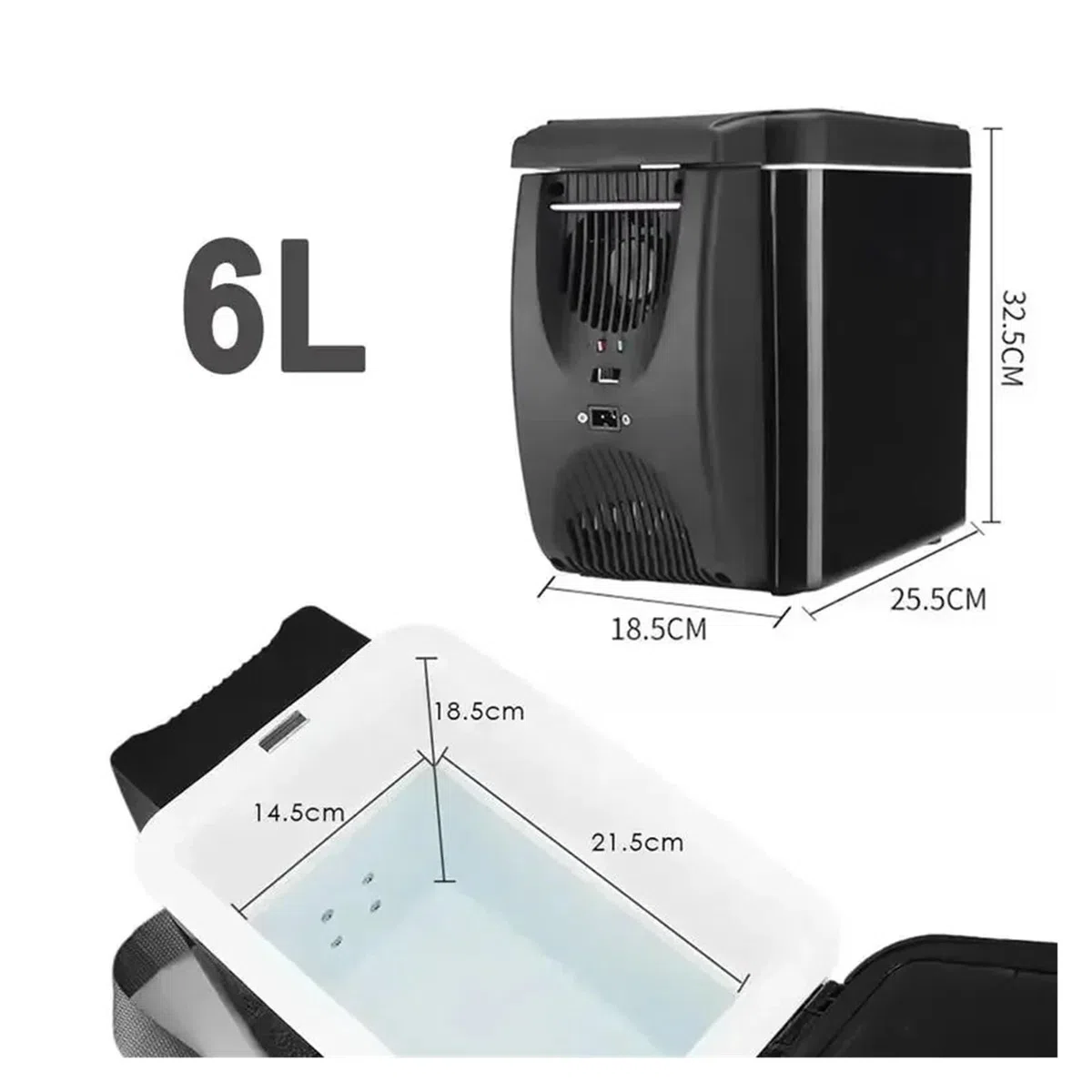Minicongelador eléctrico for Coche de 6 l y 12 V, refrigerador y Calentador for Coche, Nevera portátil de Viaje.(6L 12V Black)