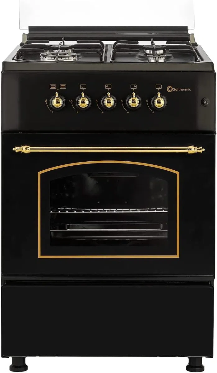 SOLTHERMIC COMBO PACK NEGRO RUSTICO COCINA F5S40G2RB 50 cm 4 fuegos + CAMPANA H60PR