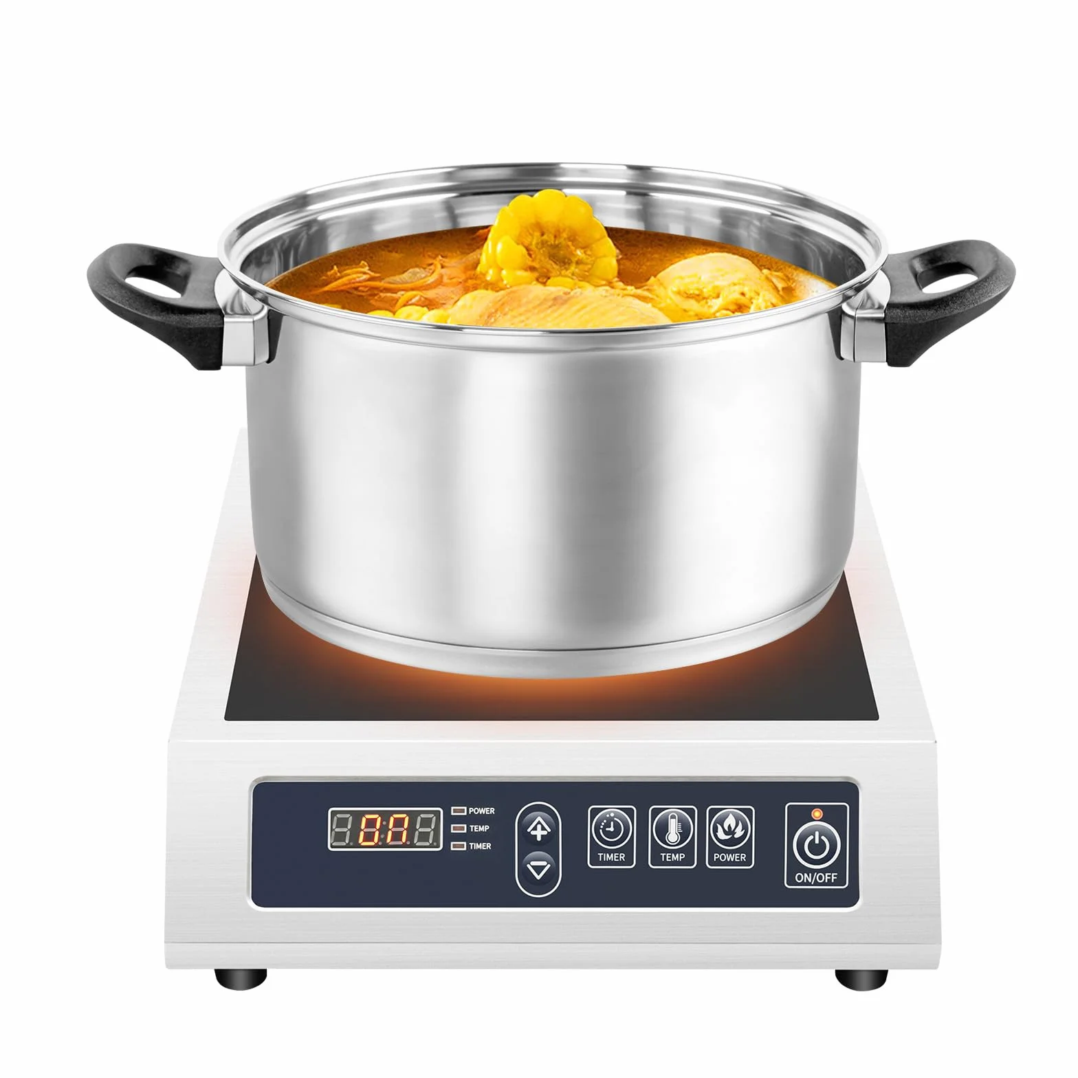 Placa de Inducción, 3500W 35cm Cocina Eléctrica de Inducción, 75kg Grande Profesional Placa de Inducción, 1 Placa Para Diámetro de 12 – 30 cm Acero Inoxidable, Esmaltado, Ollas de Hierro