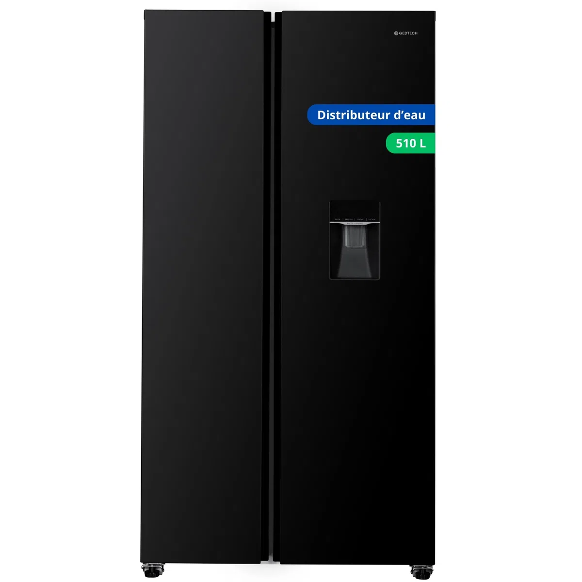 GEDTECH GSBS510BL 510L (324L + 181L) - Frigorífico multipuerta, dispensador de agua, negro