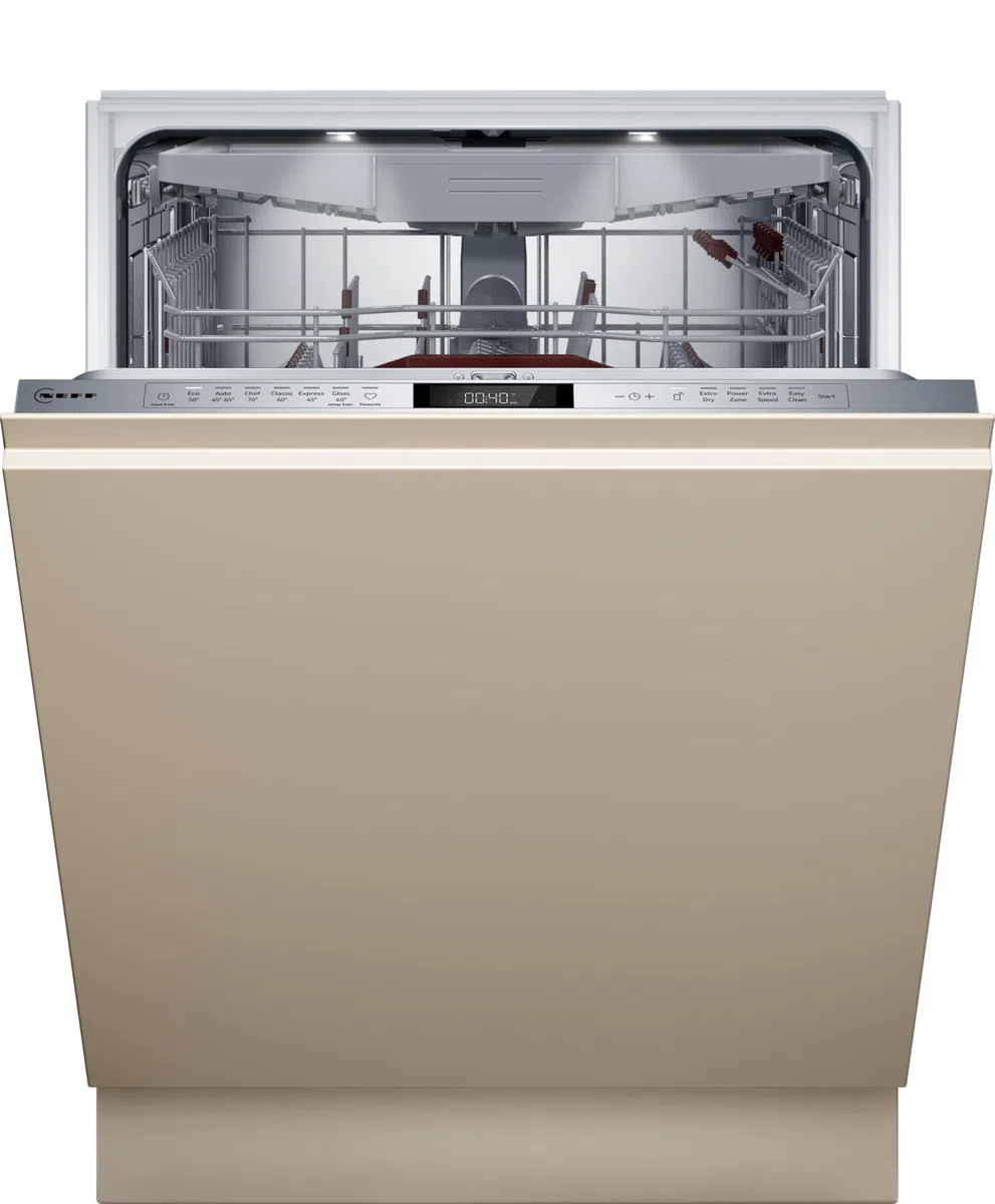 NEFF S157ECX17E, N 70, lavavajillas totalmente integrado, 60 cm, fabricado en Alemania, sistema de cesta Flex 2, 14 cubiertas, Time Light, Smart Start, cesta superior ajustable en altura con RackMatic