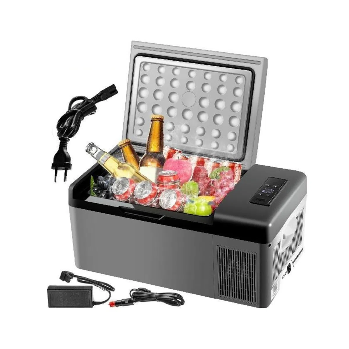Nevera pequeña de 15L, congelador portátil for coche, Mini nevera 12V/24V, enfriador compresor for viajar, acampar, actividades al aire libre,Alta Estabilidad