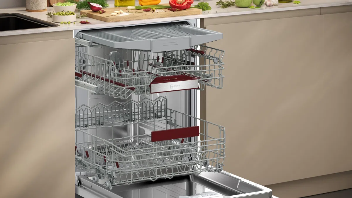 NEFF S157ECX17E, N 70, lavavajillas totalmente integrado, 60 cm, fabricado en Alemania, sistema de cesta Flex 2, 14 cubiertas, Time Light, Smart Start, cesta superior ajustable en altura con RackMatic