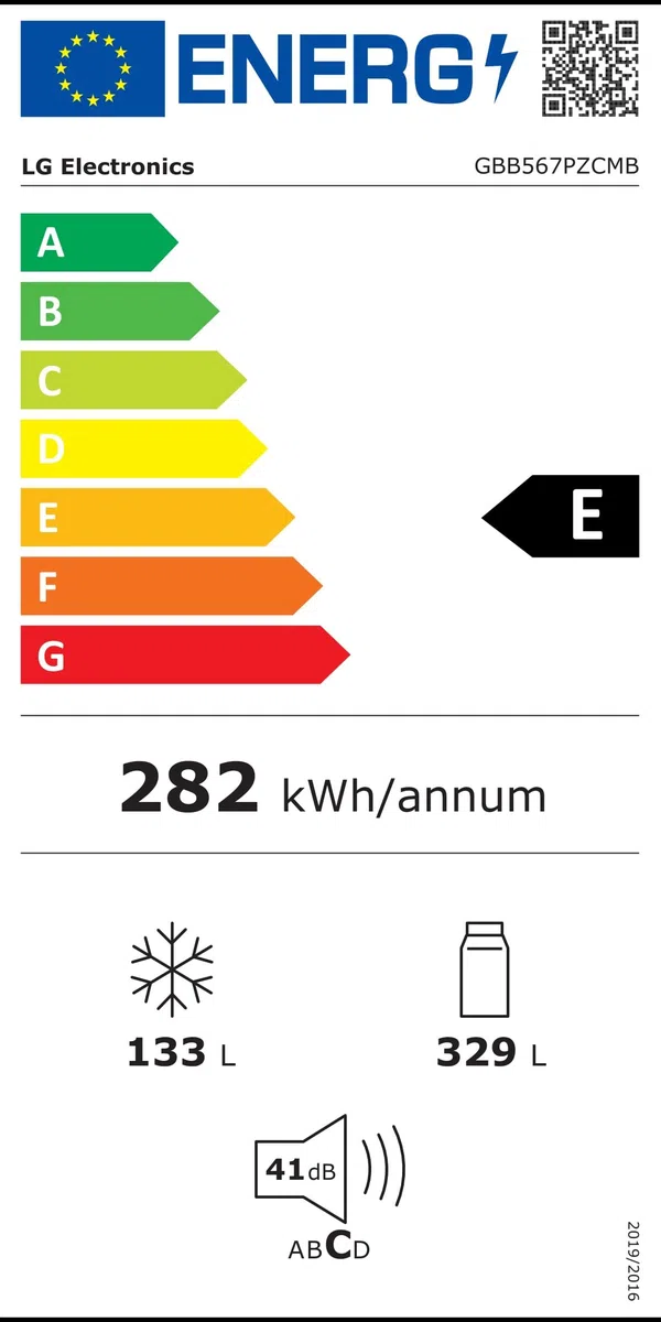 LG GBB567PZCMB Frigorífico Combi No Frost, Congelador, Compresor Smart Inverter, Inox Antihuellas, 499 l, Ancho 59.5 cm y Alto 203 cm