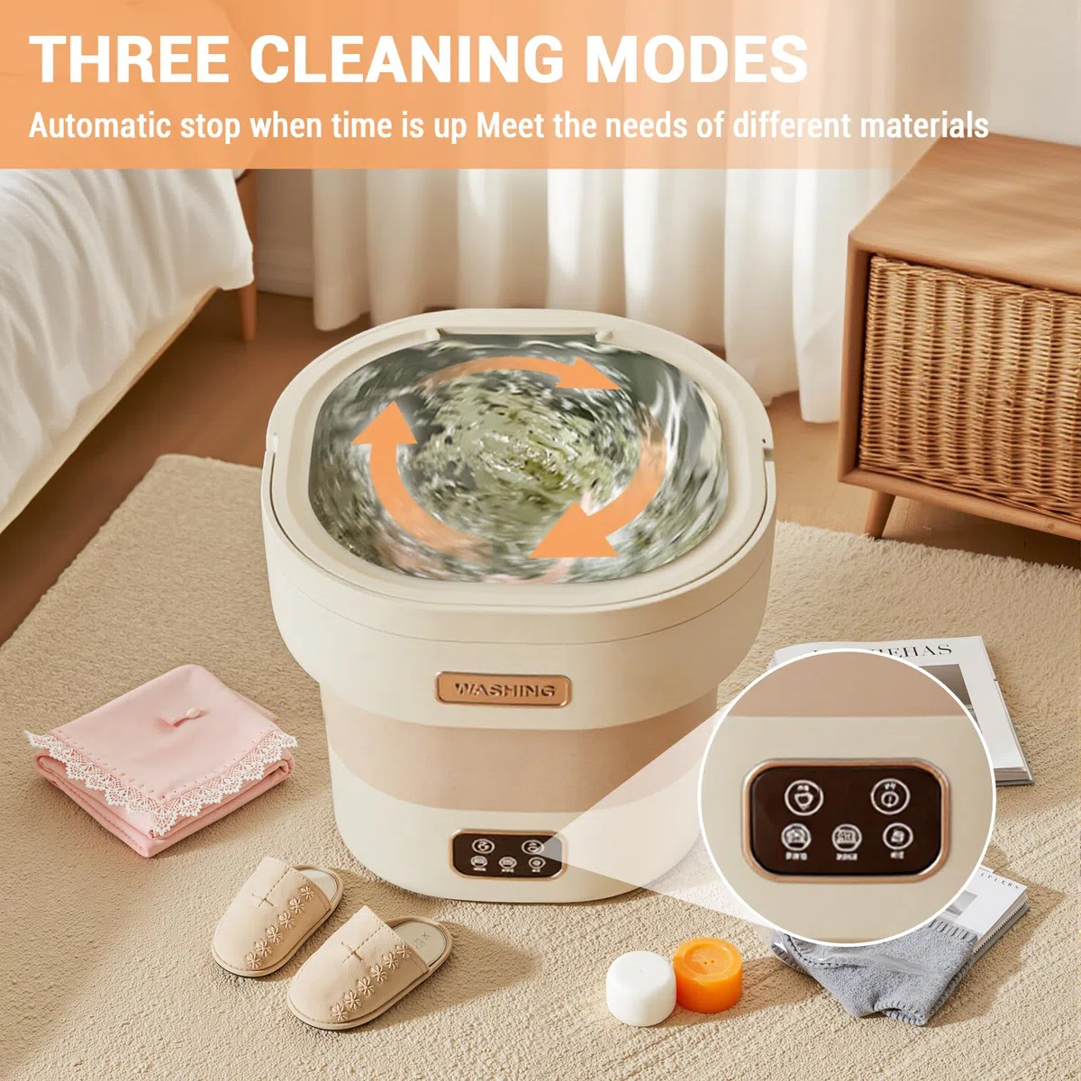 Garvee Mini Lavadora Compacta Con Secadora, Plegable De 12 l. Diseño Portátil Para Viajes, Apartamentos, Calcetines y Ropa Interior. Silenciosa y Ahorra Energía. Perfecta Para Hogares Pequeños.
