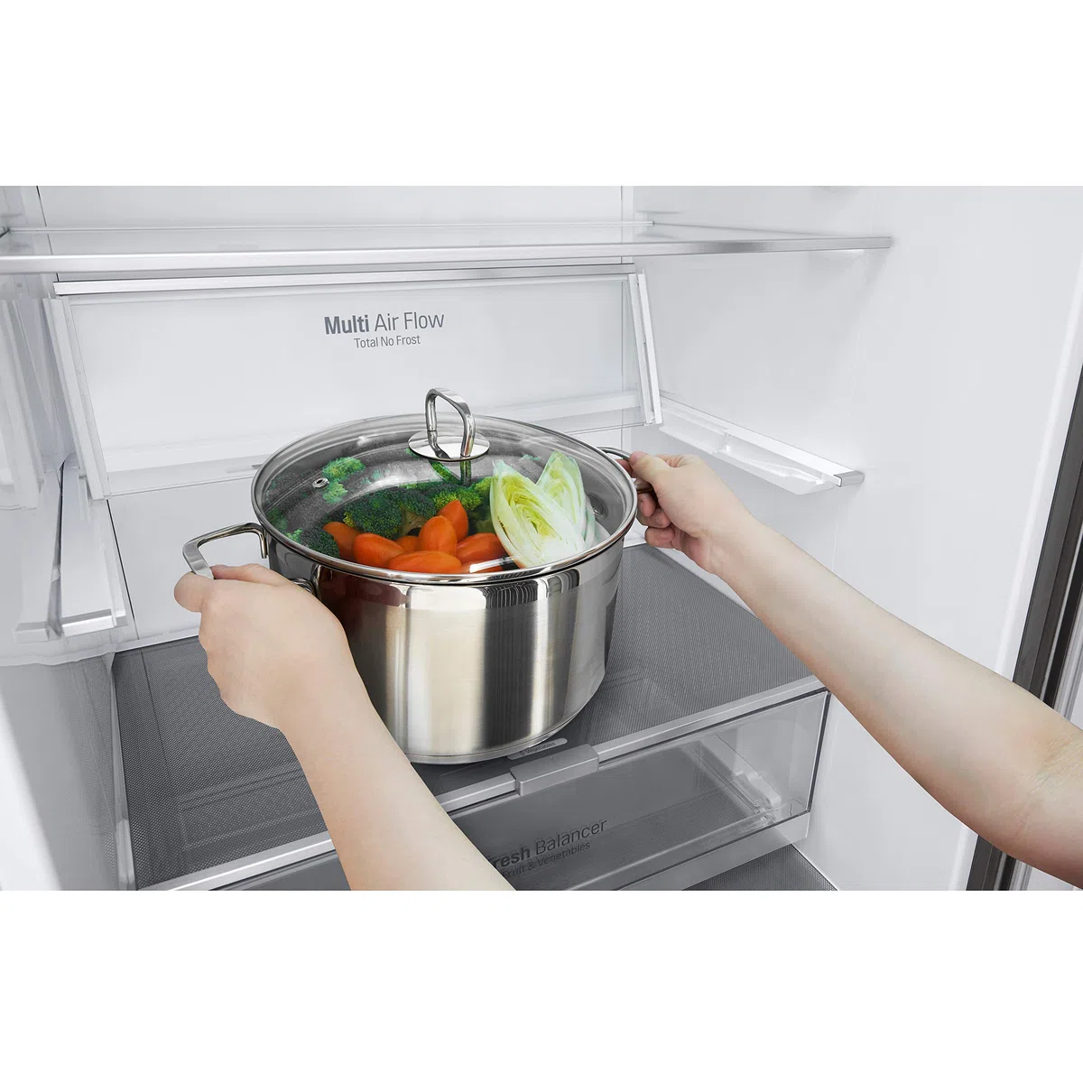 LG GBB567PZCMB Frigorífico Combi No Frost, Congelador, Compresor Smart Inverter, Inox Antihuellas, 499 l, Ancho 59.5 cm y Alto 203 cm