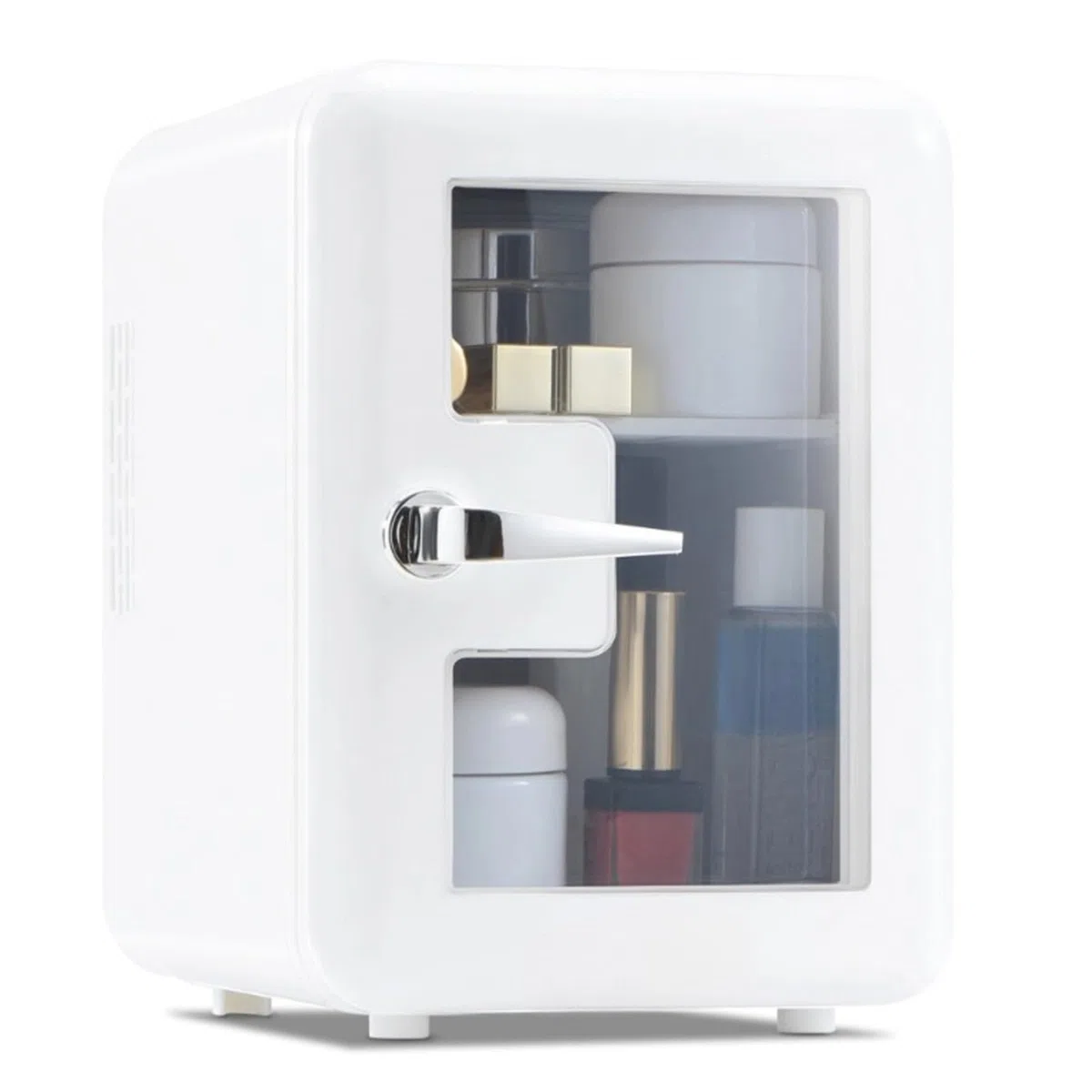 Mini refrigerador portátil Multifuncional de 4 l/6 latas, silencioso, con Ventana Visible, for Maquillaje y Cuidado de la Piel.(Pink)