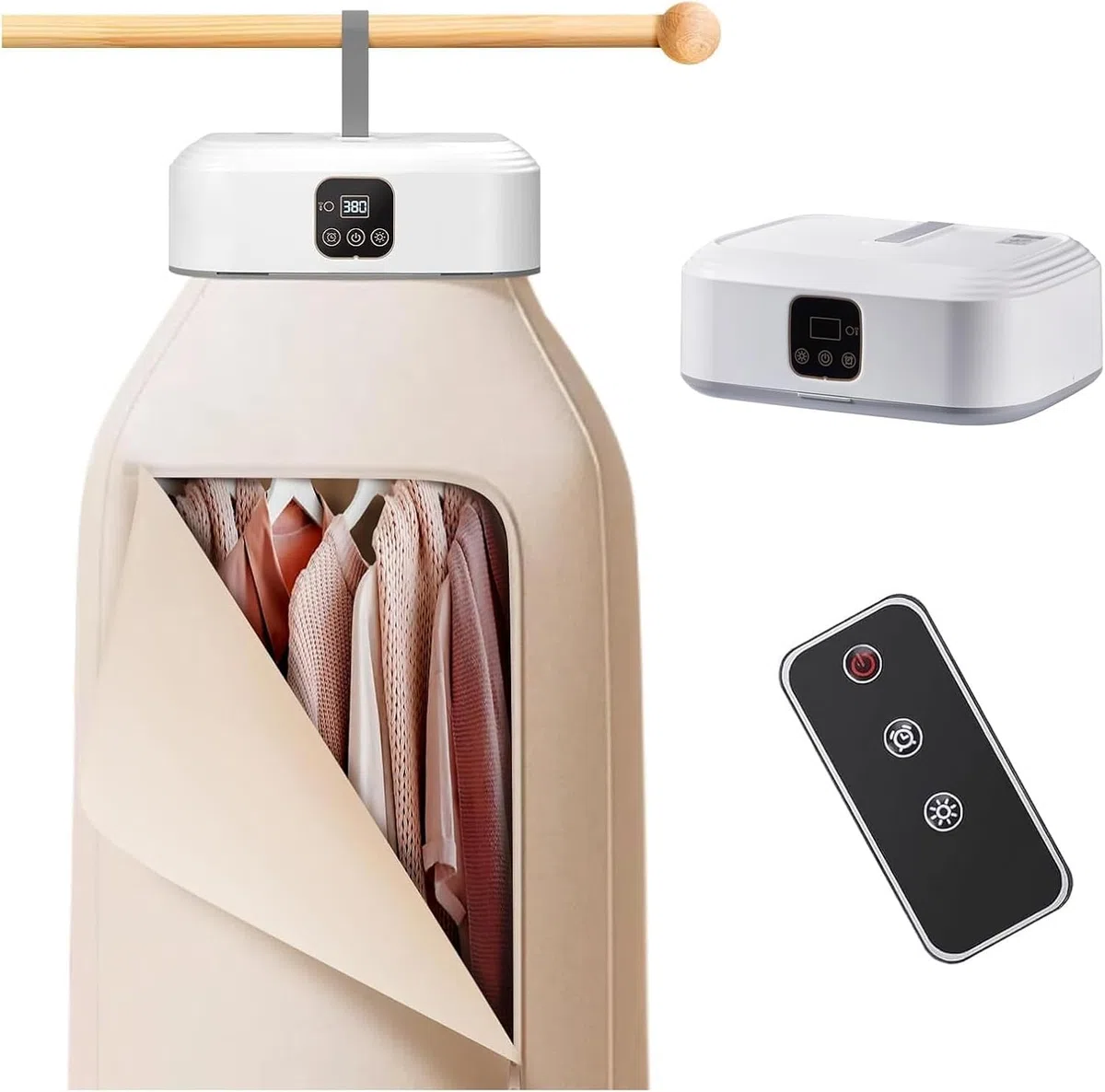 Secadora de Ropa Eléctrica Portátil, Mini Smart Rápida Plegable 600W Compacta Ropa Pequeña (9-12 piezas） con control remoto para Apartamentos Viajes Dormitorio Caravanas Estudiantes Casas Pequeñas