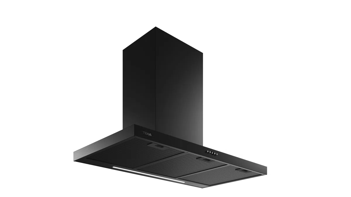 TEKA Campana Extractora de Pared 90 cm, 4 Velocidades, Temporizador, Motor Doble Turbina EcoPower, Revestimiento Negro, DSH 986 BK