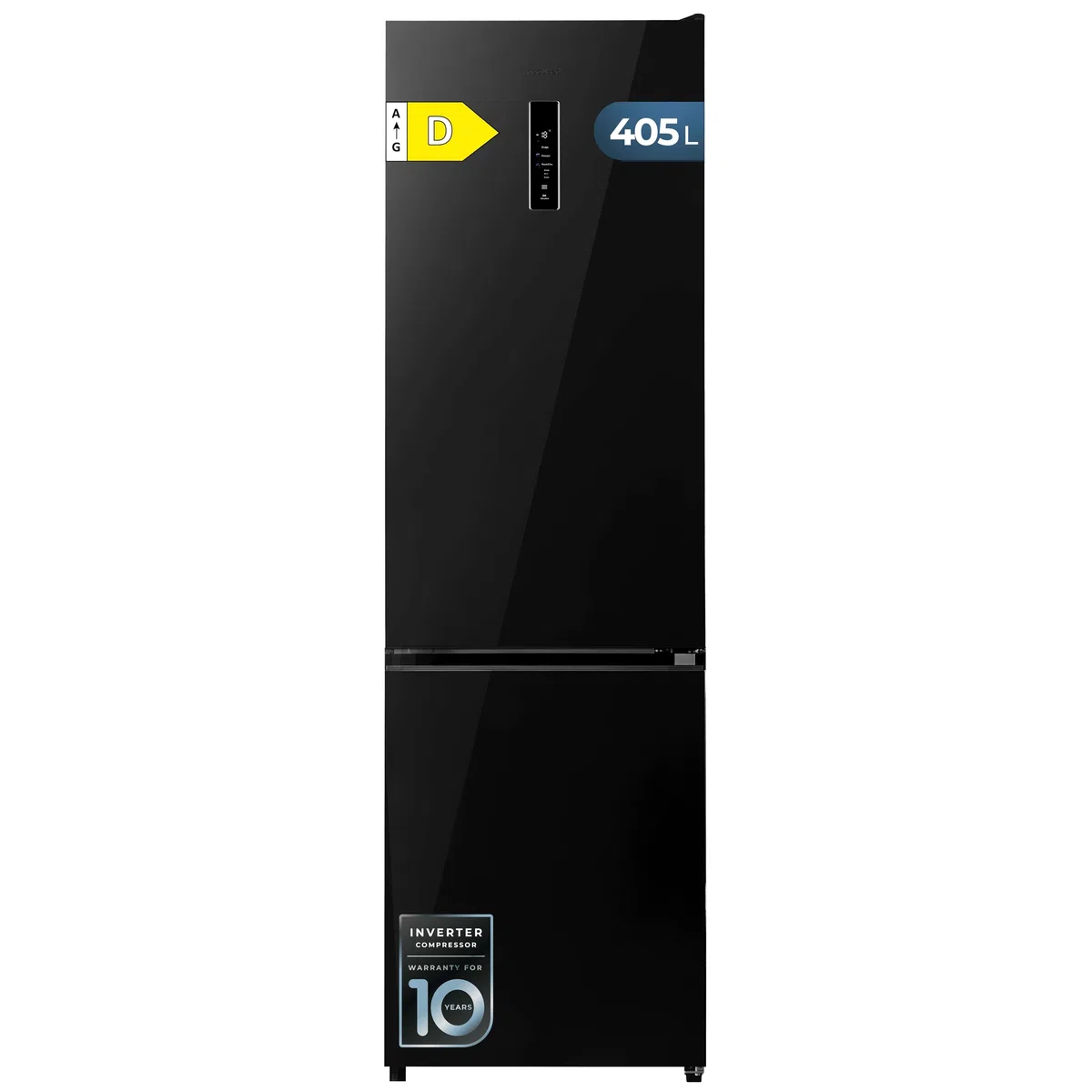 Cecotec Frigorífico Combi No Frost de 405L Bolero CoolMarket Combi 405 MC Elite Black Glass D. 200 cm de Alto, 59,5 cm de Ancho, Clase D, MetalFlex Cooling, Fresh Flex, Interior en Elite Grey, Negro