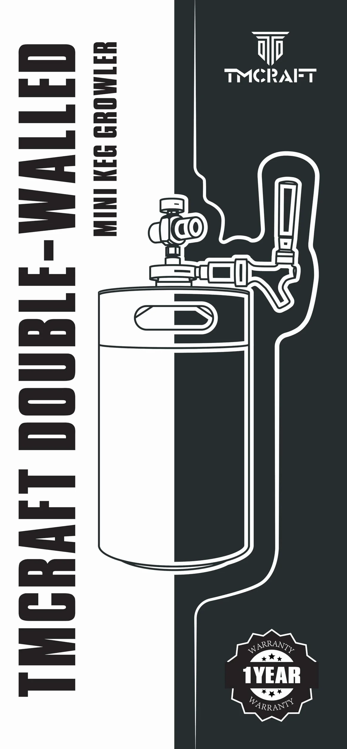 TMCRAFT Mini barril de doble pared de 3,628.7 g, sistema dispensador de cerveza casero regulado a presión con grifo extraíble y regulador, mantiene la frescura y la carbonatación para cerveza