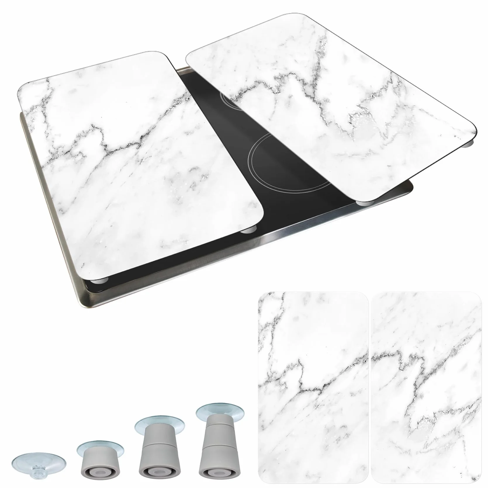 WENKO Placas protectoras cocina Mármol ajustable altura 30 x 52 cm juego 2