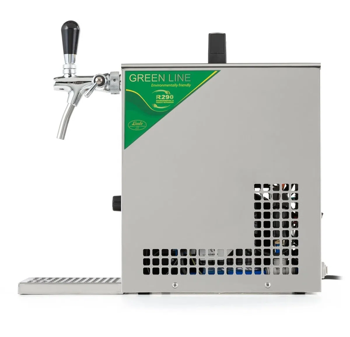 Dispensador de Cerveza, Grifo de Cerveza - PYGMY 20/K, con Bomba de Membrana, Unidad de refrigeración en seco de 1 línea, de Acero Inoxidable, 25 litros/h, Green Line