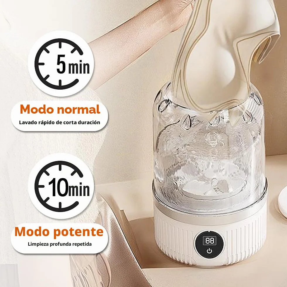 Mini Lavadora Portátil 1L, Lavadora de Ropa Interior Inalámbrica Recargable Impermeable para Viaje