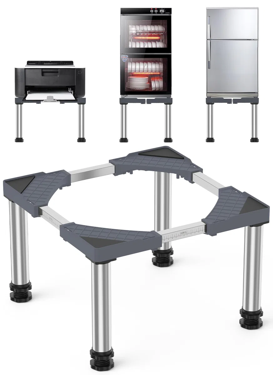 DEWEL Mini Base para Refrigerador, Base Ajustable para Lavavajillas, Altura Ajustable de 33-36cm, para Lavavajillas, Congelador Horizontal, Armario de Cocina y Electrodomésticos Estáticos Gris